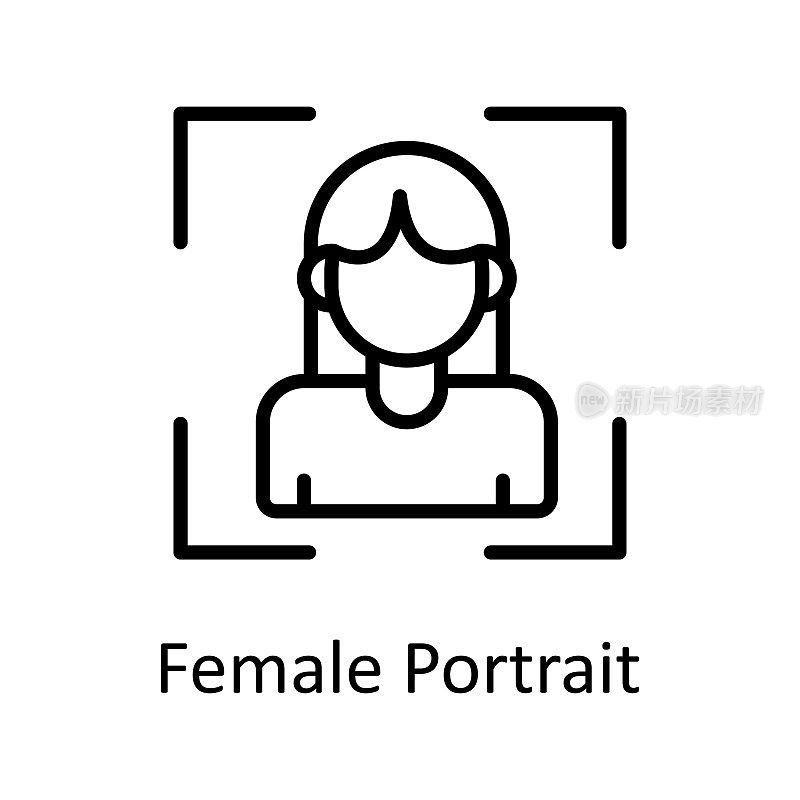 女性肖像矢量轮廓图标设计在白色背景插图。EPS 10个文件